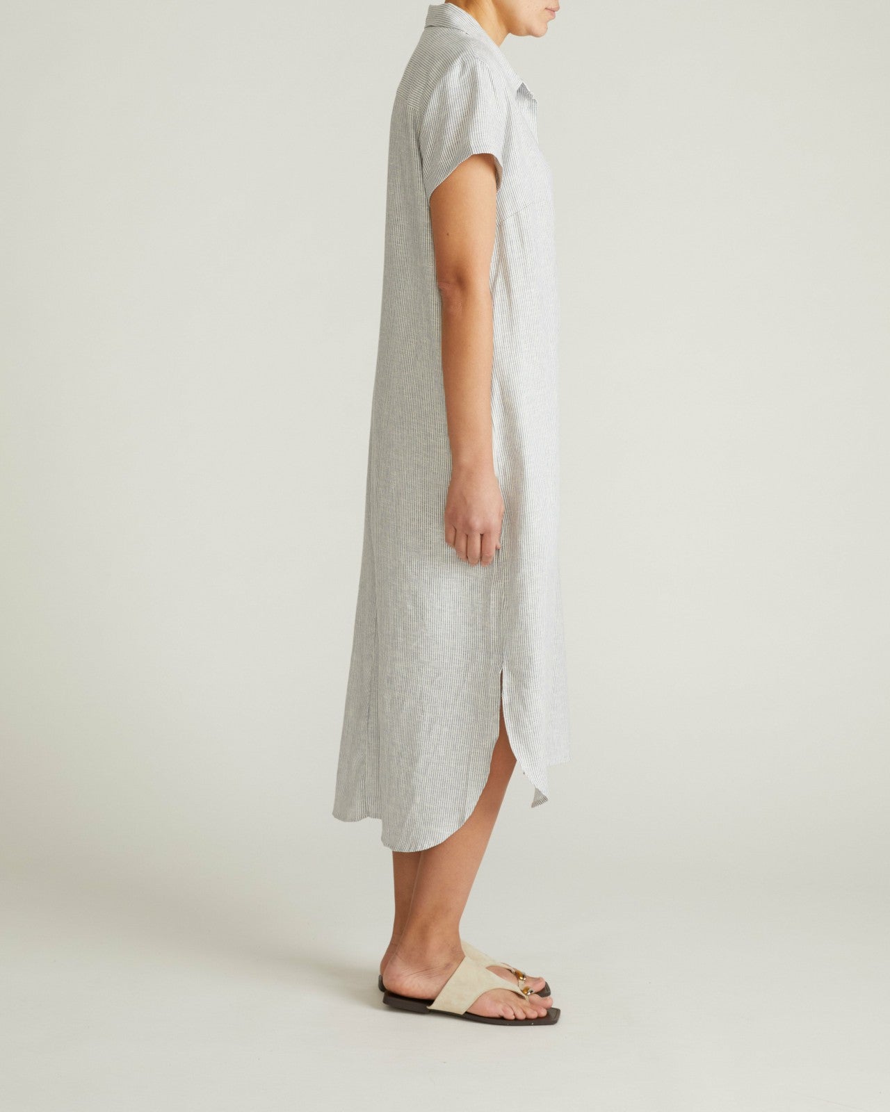 Universal Standard Dune Linen Blend Shirtdress - Beach Stripe