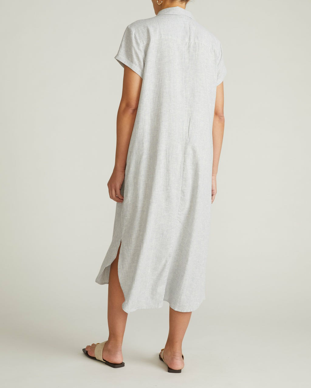 Universal Standard Dune Linen Blend Shirtdress - Beach Stripe