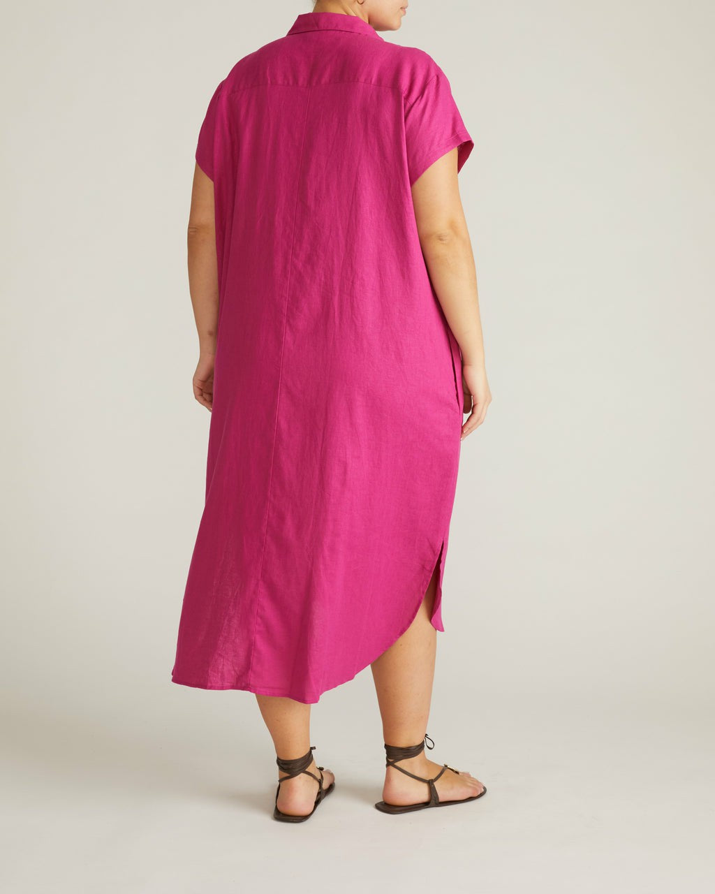 Universal Standard Dune Linen Blend Shirtdress - Hyper Pink