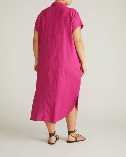 Universal Standard Dune Linen Blend Shirtdress - Hyper Pink