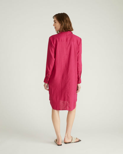 Universal Standard Seaside Linen Blend Shirtdress - Cerise