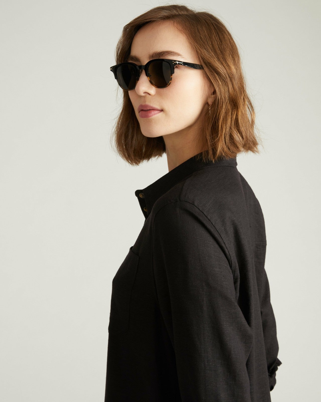 Universal Standard Odeon Linen Blend Shirtdress - Black