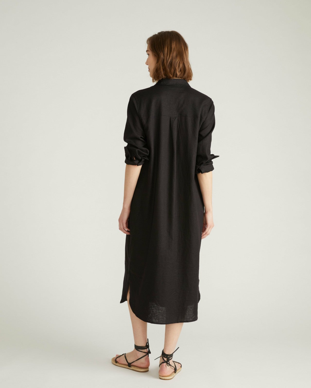Universal Standard Odeon Linen Blend Shirtdress - Black