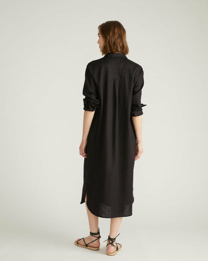 Universal Standard Odeon Linen Blend Shirtdress - Black