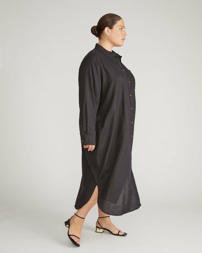Universal Standard Odeon Linen Blend Shirtdress - Black