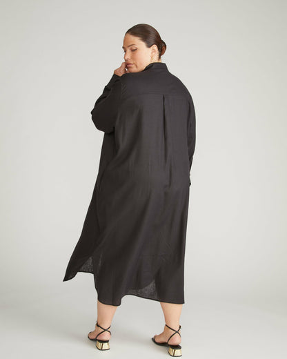 Universal Standard Odeon Linen Blend Shirtdress - Black