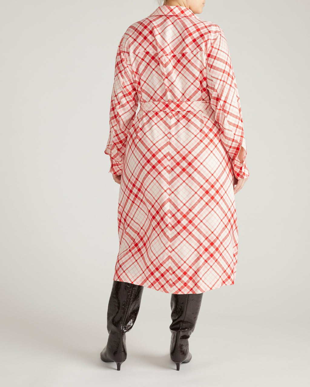 Universal Standard Cooling Stretch Cupro Savannah Dress - Red Plaid Print