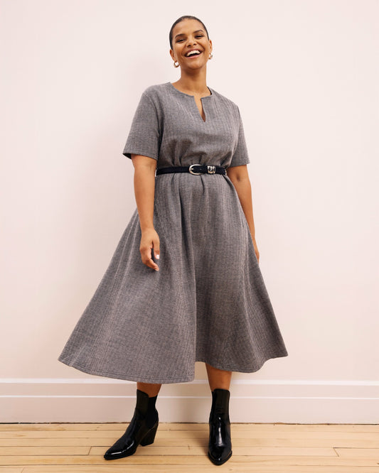 Universal Standard Saskia Ponte Dress - Herringbone Tweed