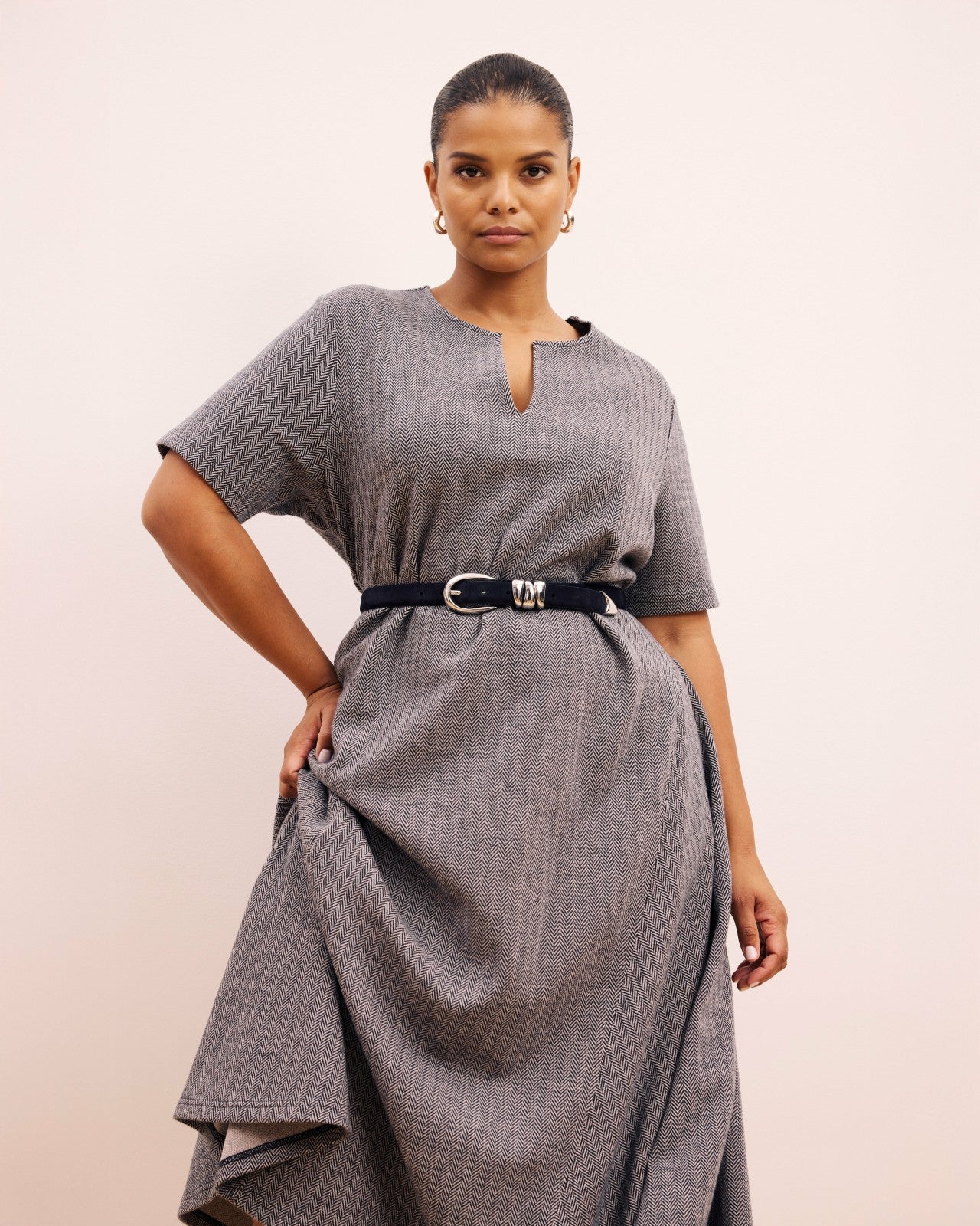 Universal Standard Saskia Ponte Dress - Herringbone Tweed