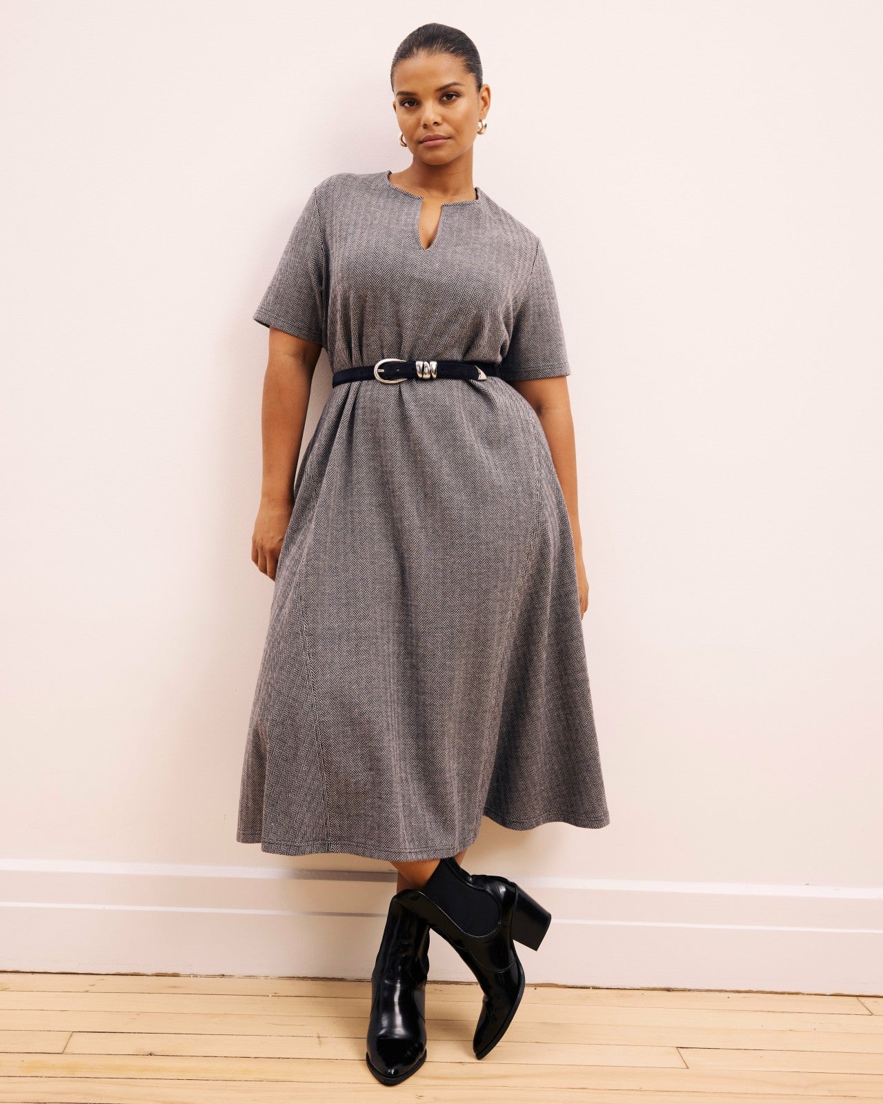 Universal Standard Saskia Ponte Dress - Herringbone Tweed