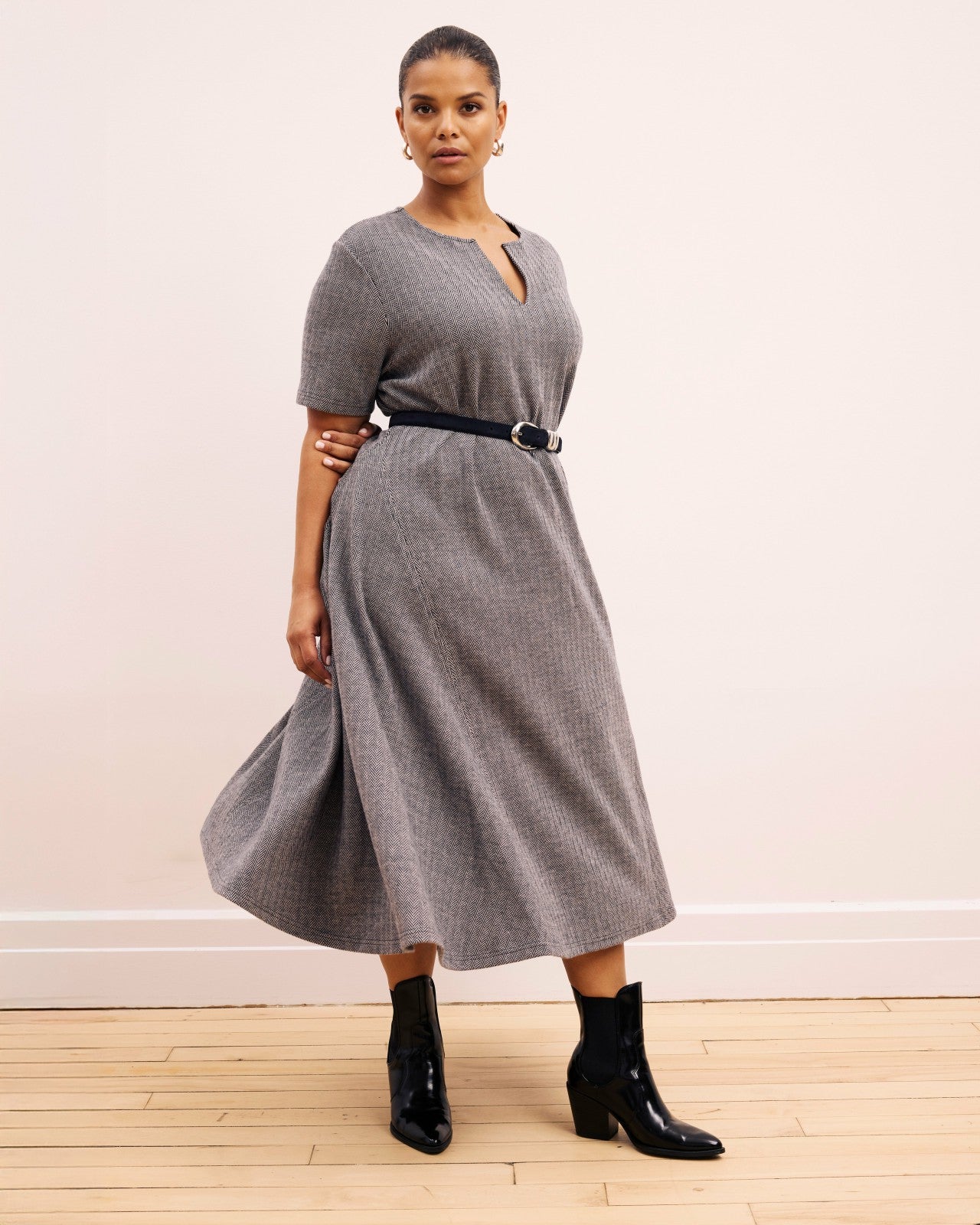 Universal Standard Saskia Ponte Dress - Herringbone Tweed