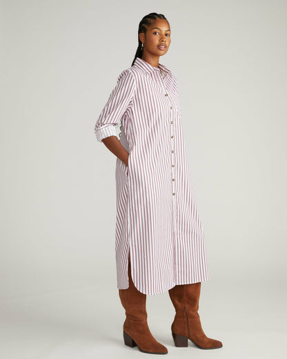 Universal Standard Odeon Stretch Poplin Shirtdress - Lilac Multi Stripe