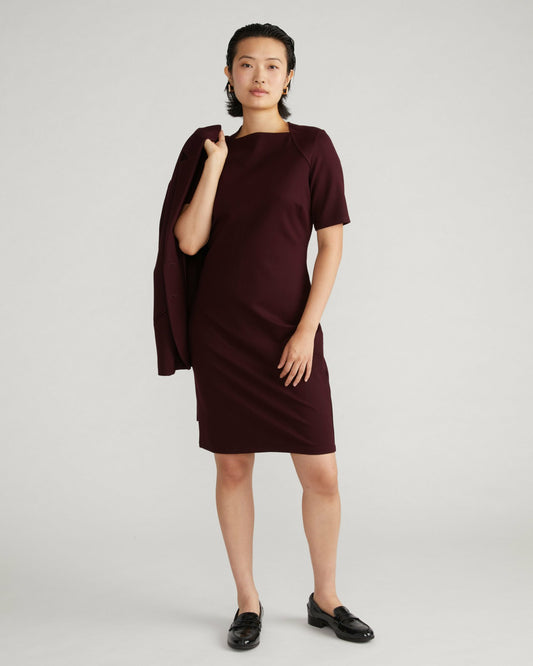 Universal Standard Envelope Neck Ponte Dress - Black Cherry