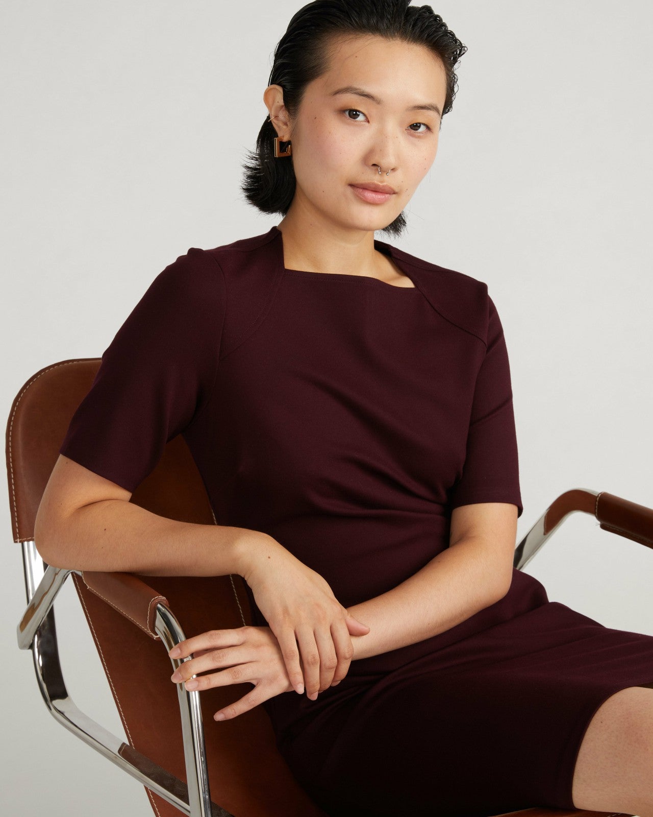 Universal Standard Envelope Neck Ponte Dress - Black Cherry