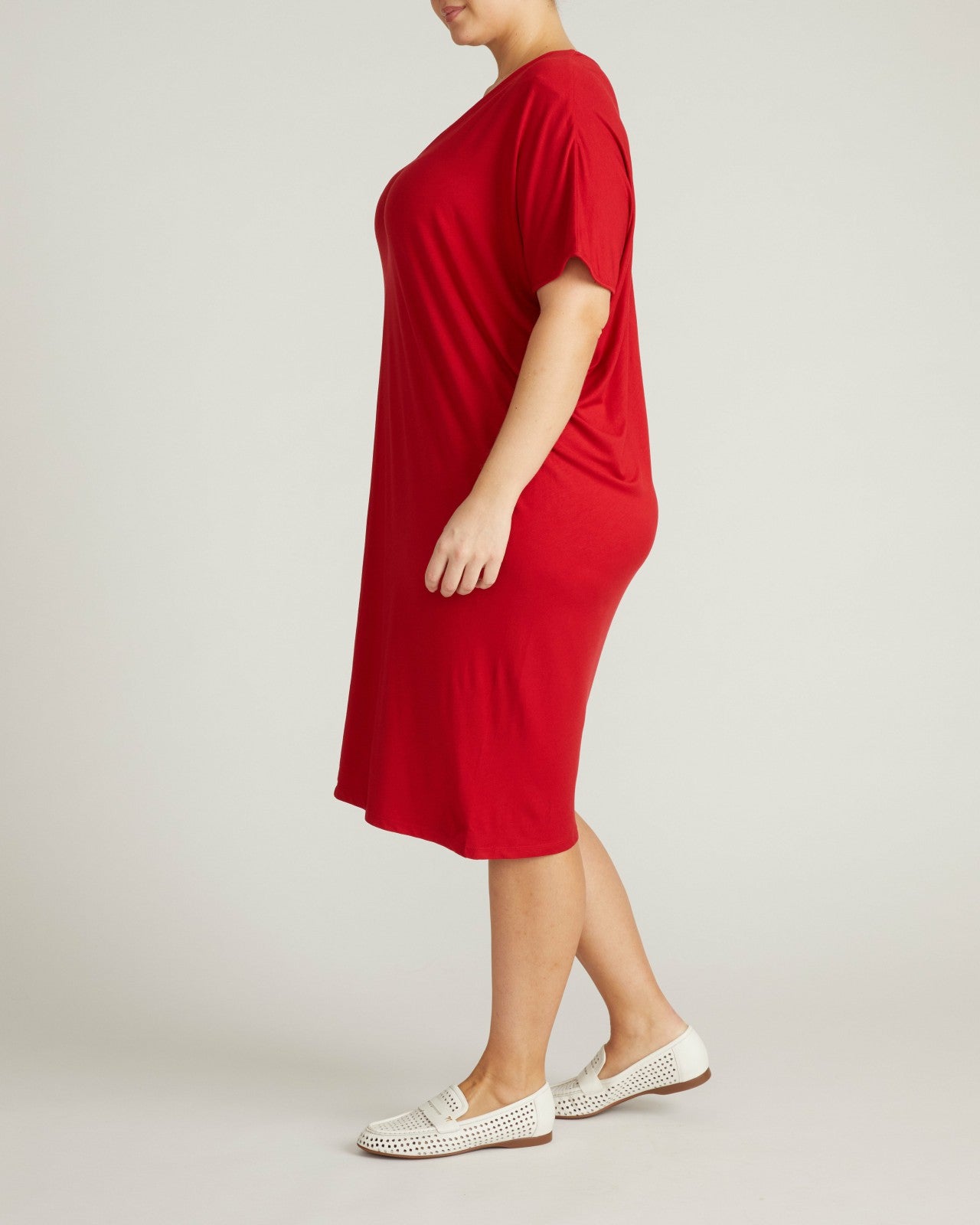 Universal Standard Teresa Liquid Jersey V-Neck Dress - New York Red