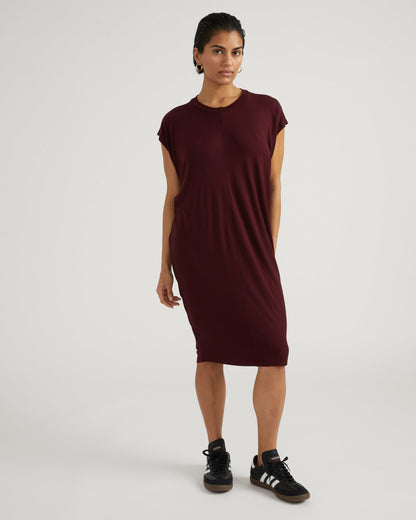 Universal Standard Carrea Relaxed Liquid Jersey Dress - Black Cherry