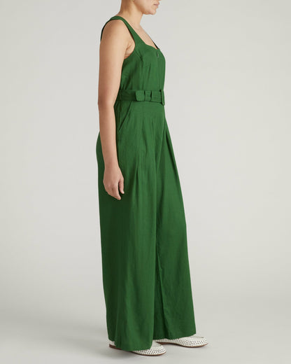 Universal Standard Rania Belted Linen Blend Jumpsuit - Jardin