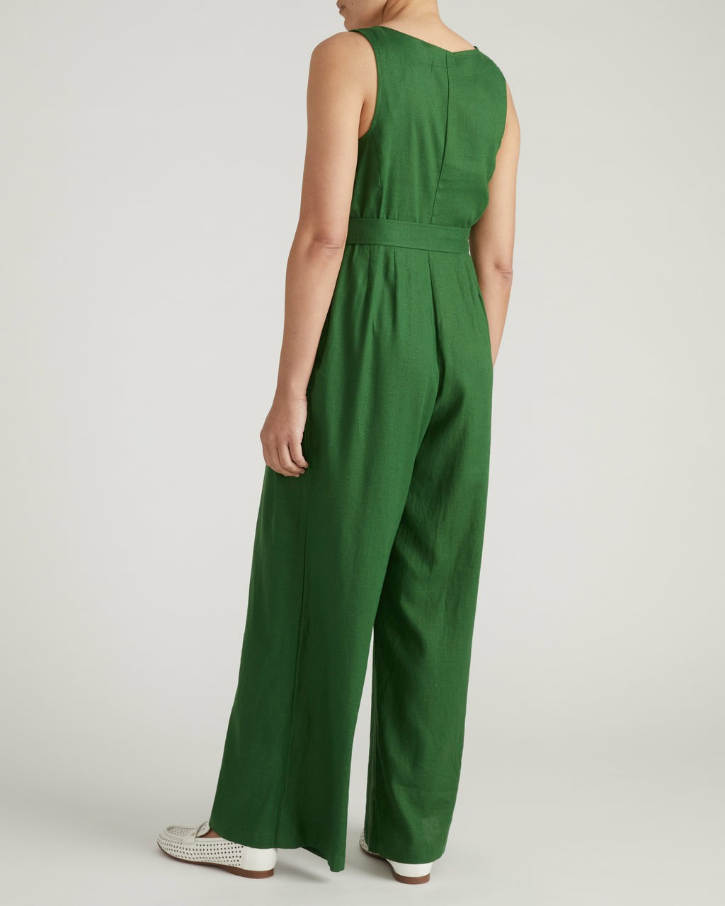 Universal Standard Rania Belted Linen Blend Jumpsuit - Jardin