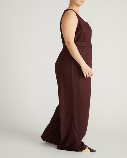 Universal Standard Rania Belted Linen Blend Jumpsuit - Brulee