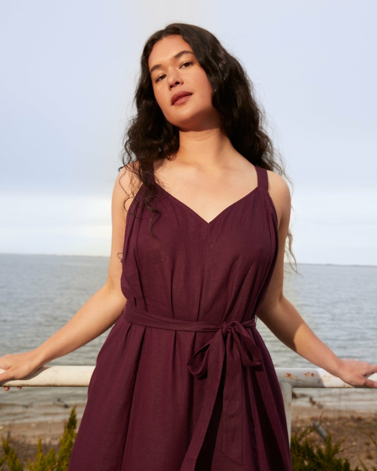 Universal Standard Promenade Linen Blend Jumpsuit - Acai