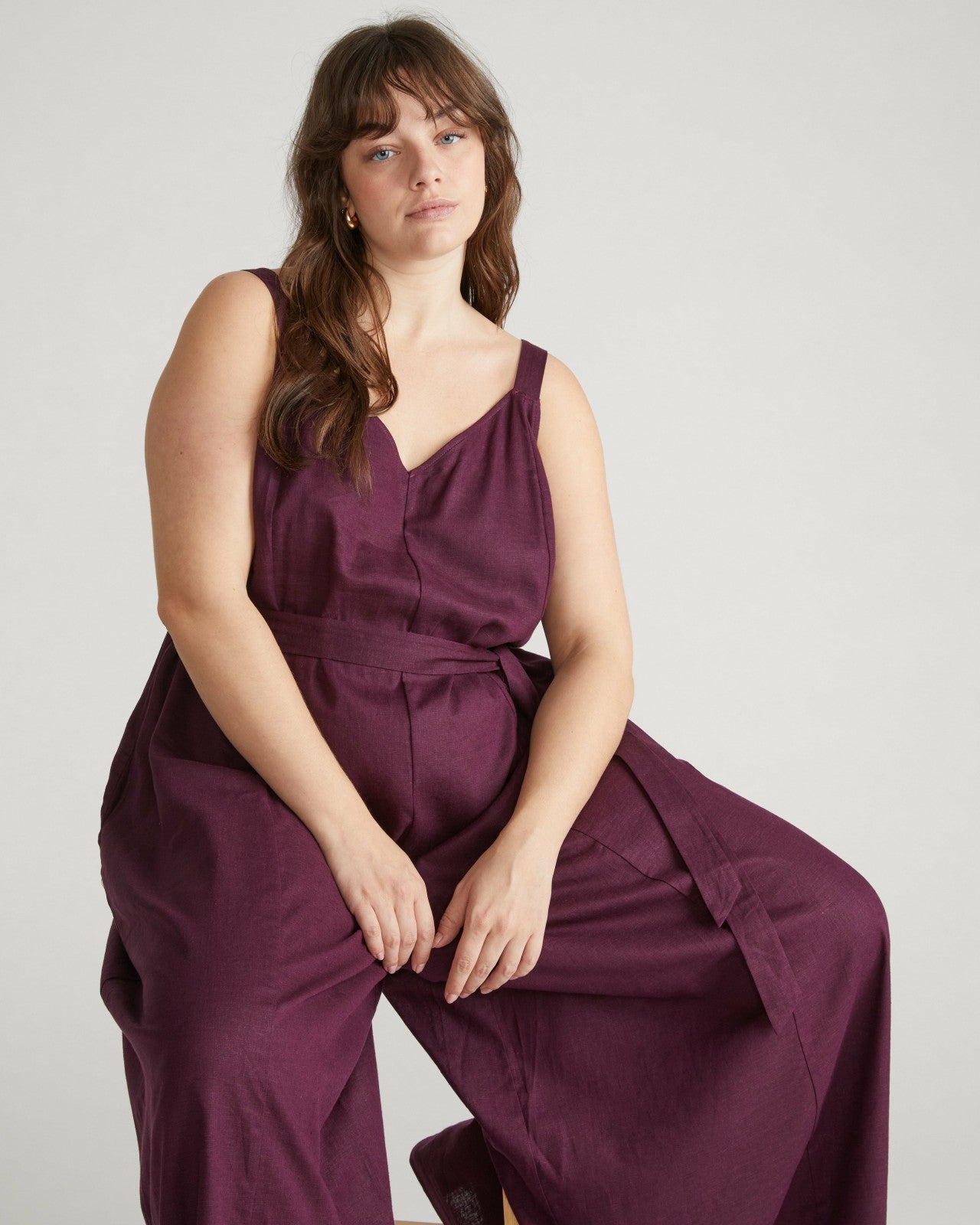 Universal Standard Promenade Linen Blend Jumpsuit - Acai