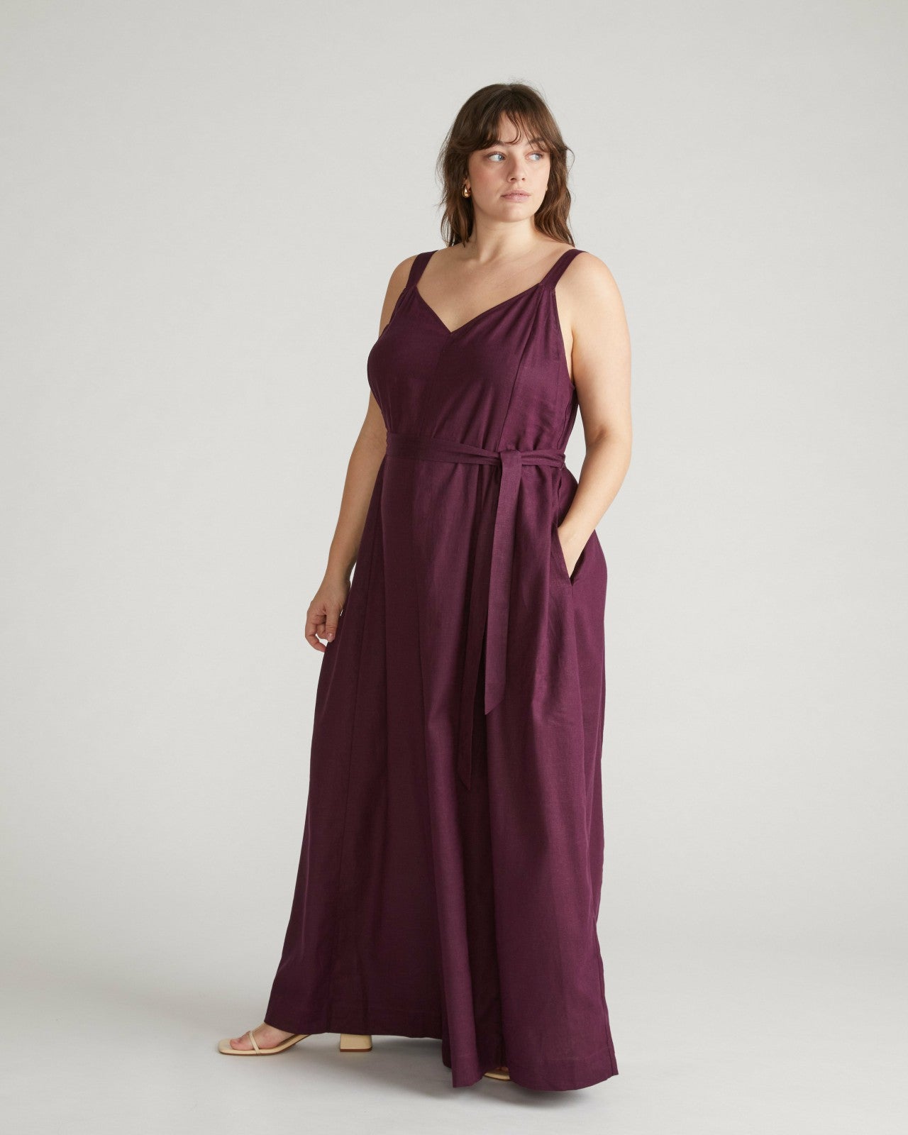 Universal Standard Promenade Linen Blend Jumpsuit - Acai