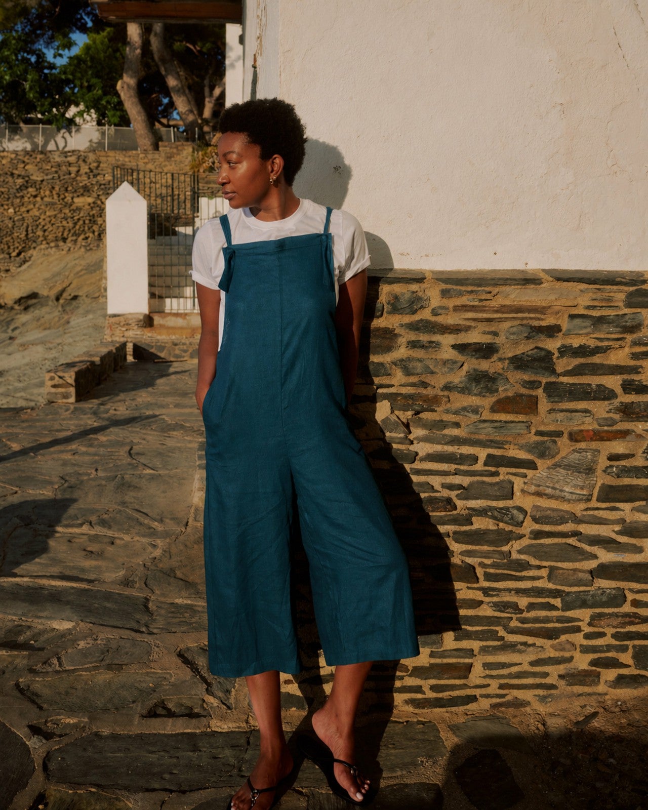 Universal Standard Kora Linen Blend Overalls - Ink Blue