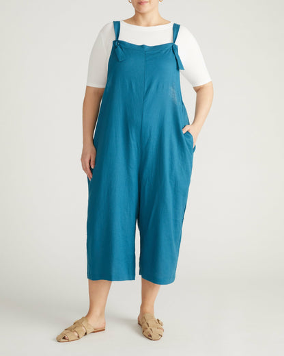Universal Standard Kora Linen Blend Overalls - Ink Blue