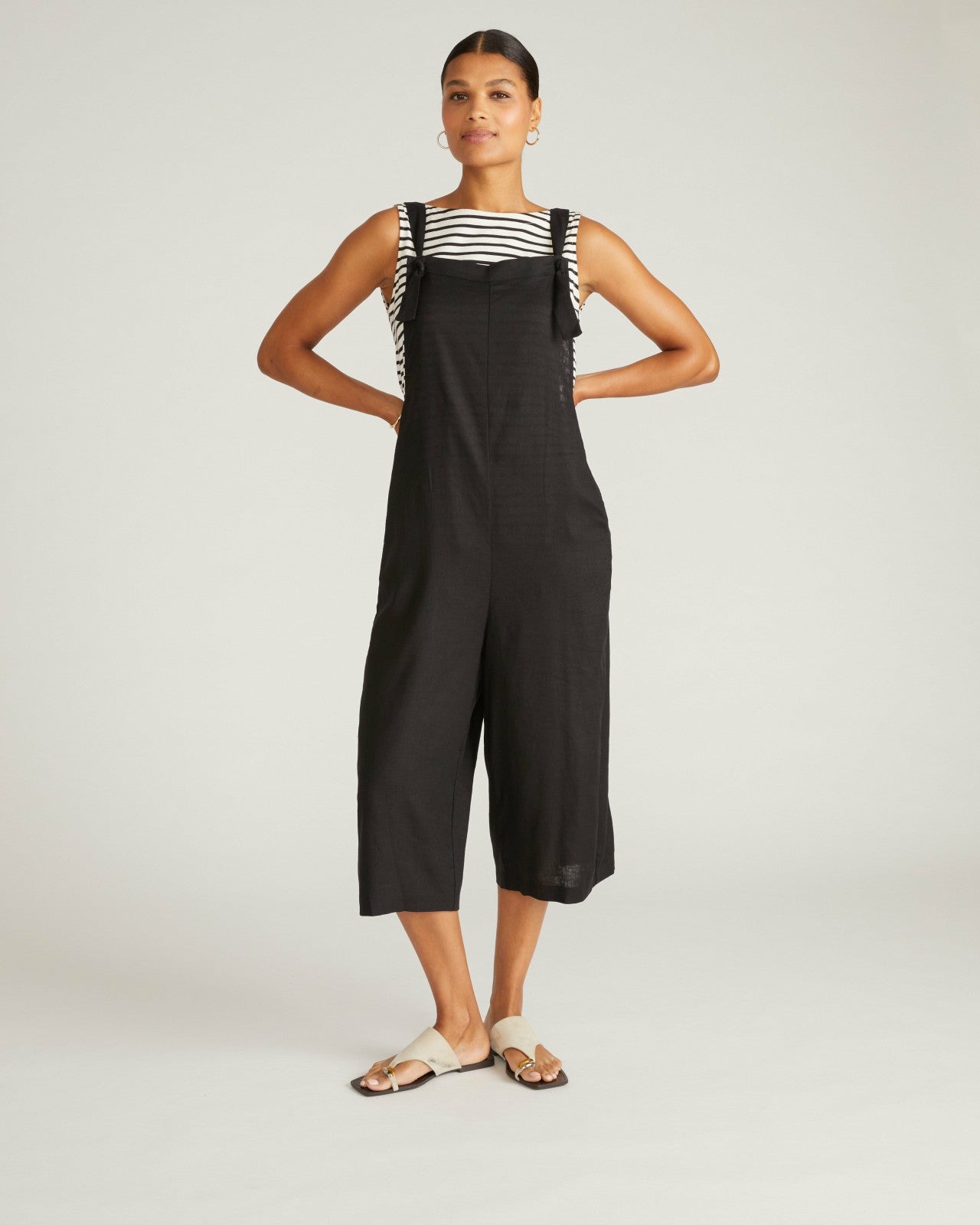 Universal Standard Kora Linen Blend Overalls - Black