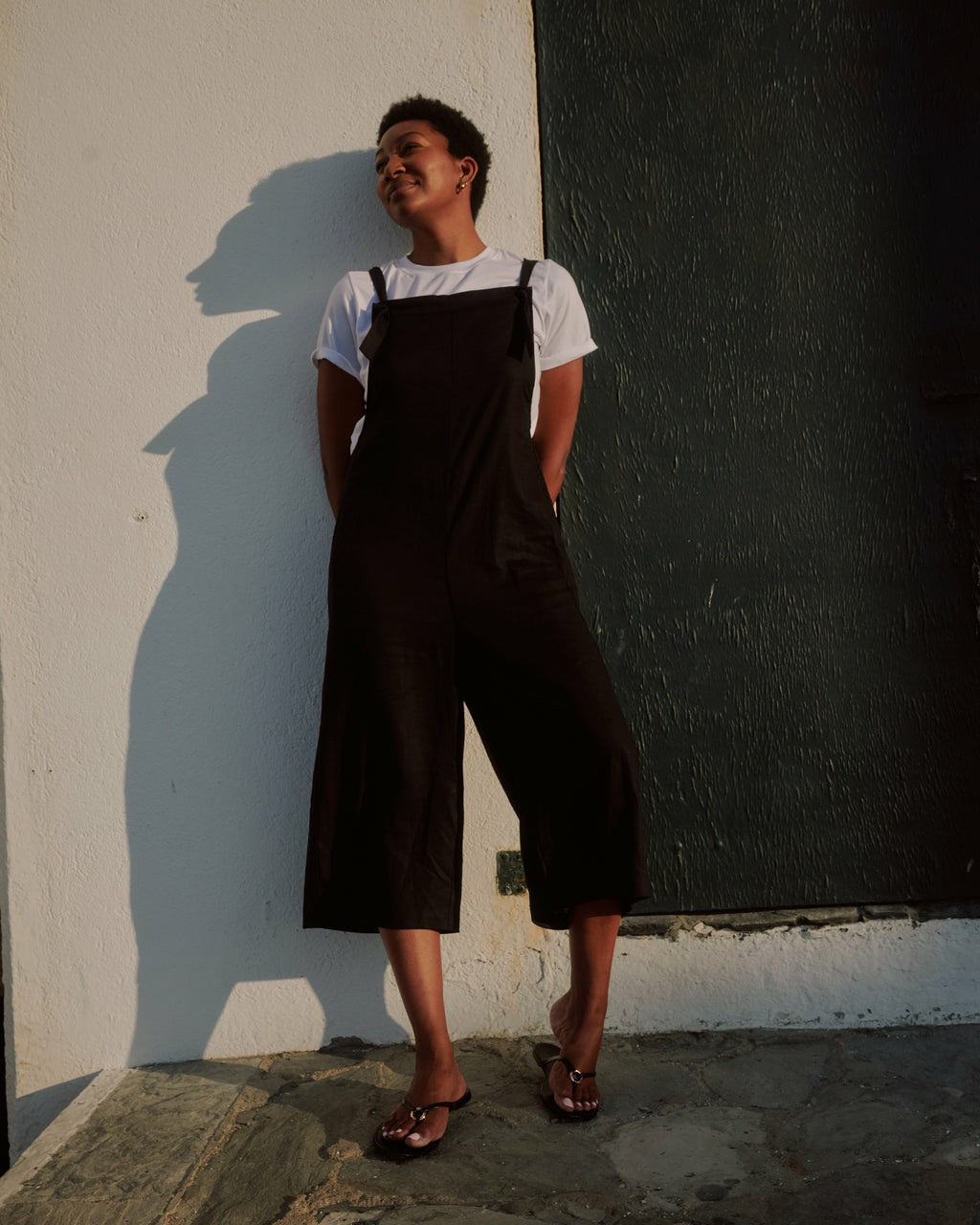 Universal Standard Kora Linen Blend Overalls - Black