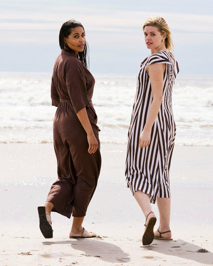 Universal Standard Maggie Barrel Leg Linen Blend Jumpsuit - Peppercorn