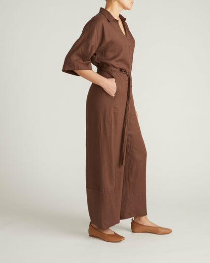 Universal Standard Maggie Barrel Leg Linen Blend Jumpsuit - Peppercorn