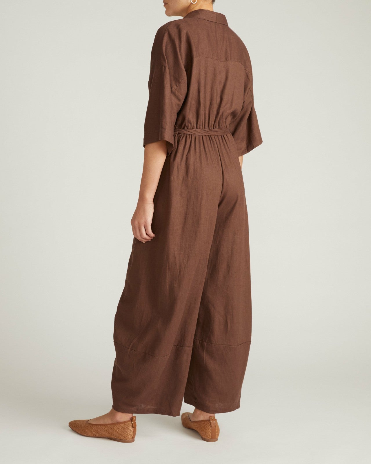 Universal Standard Maggie Barrel Leg Linen Blend Jumpsuit - Peppercorn