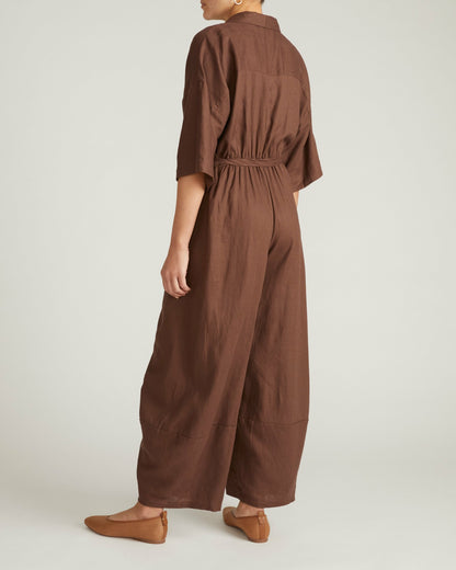Universal Standard Maggie Barrel Leg Linen Blend Jumpsuit - Peppercorn