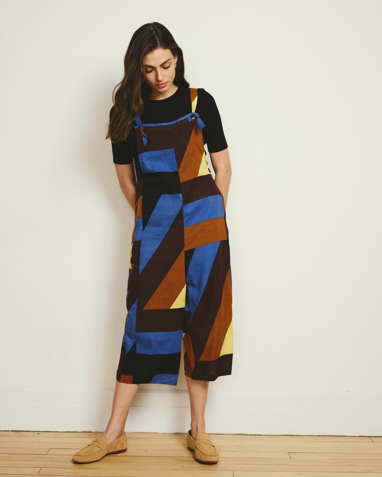 Universal Standard Kora Linen Blend Overalls - Beach Ombra Print