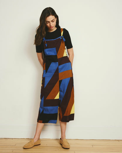 Universal Standard Kora Linen Blend Overalls - Beach Ombra Print