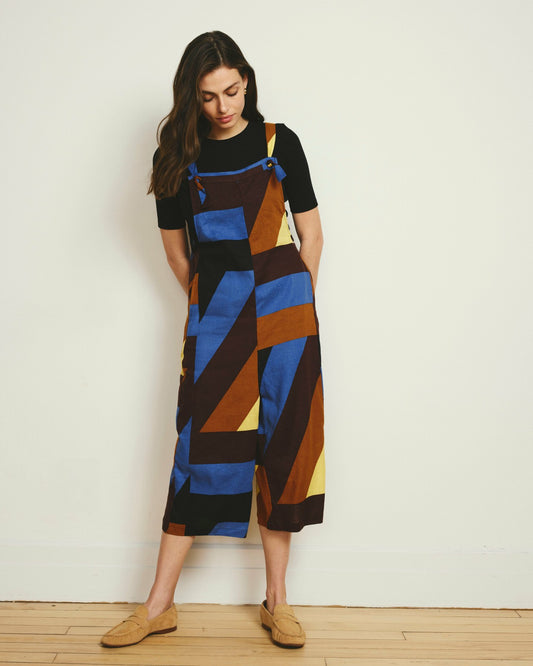 Universal Standard Kora Linen Blend Overalls - Beach Ombra Print