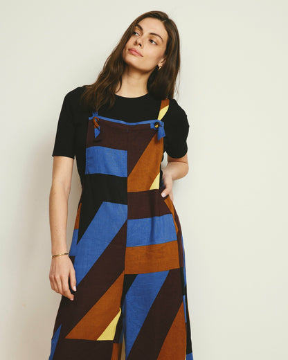 Universal Standard Kora Linen Blend Overalls - Beach Ombra Print