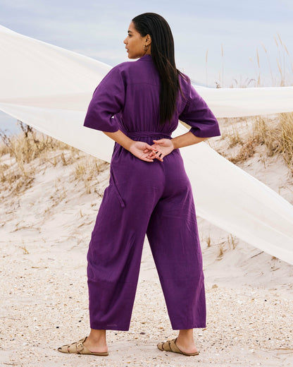 Universal Standard Maggie Barrel Leg Linen Blend Jumpsuit - Dreamy Purple