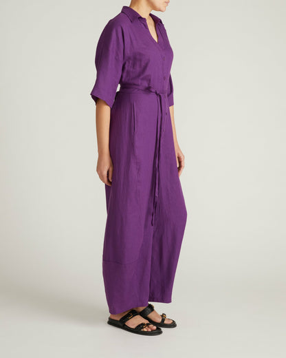 Universal Standard Maggie Barrel Leg Linen Blend Jumpsuit - Dreamy Purple