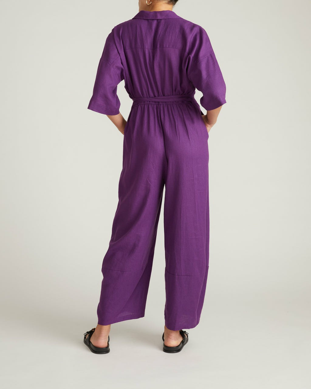 Universal Standard Maggie Barrel Leg Linen Blend Jumpsuit - Dreamy Purple