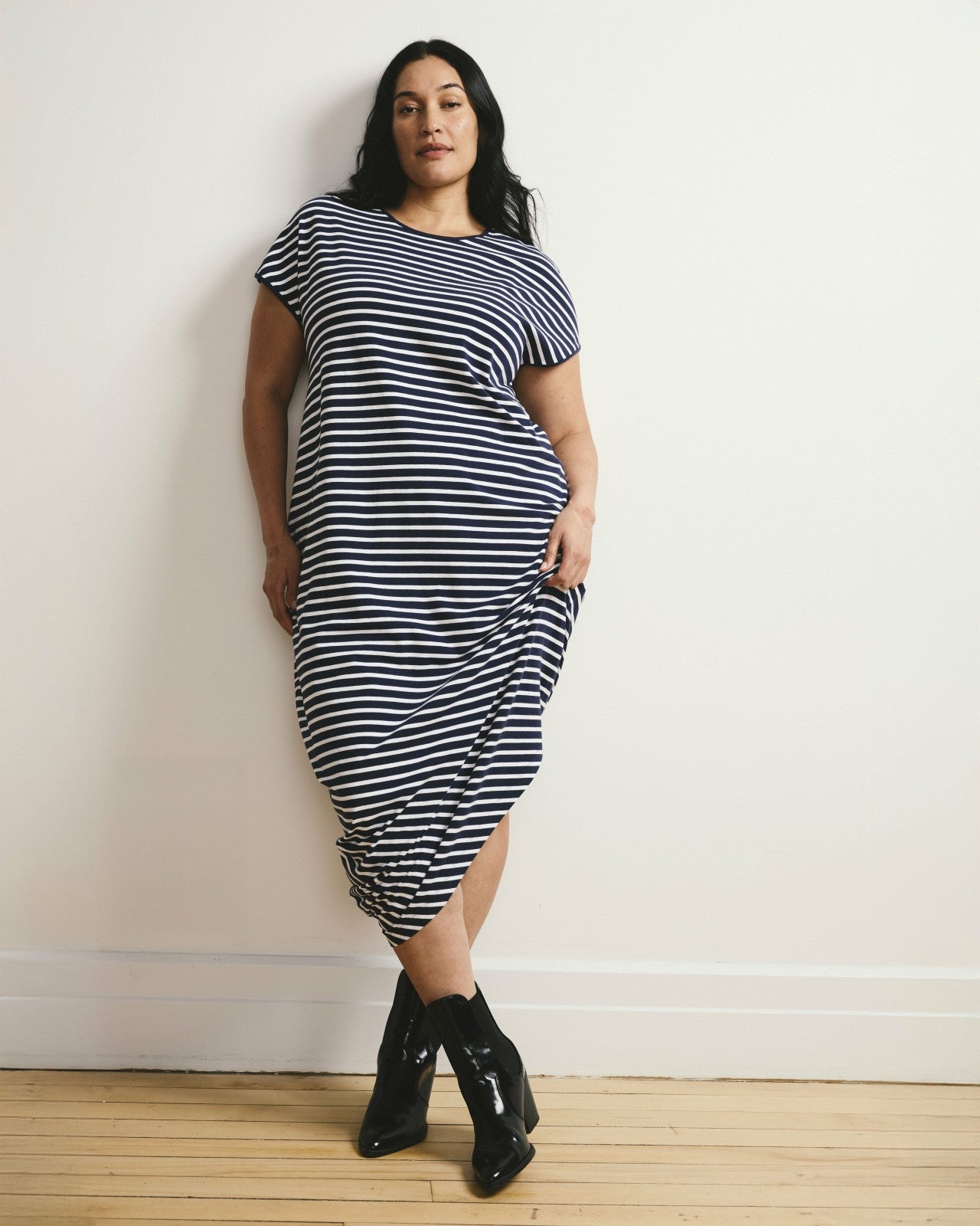 Universal Standard Iconic Geneva Dress - Navy/White Stripe