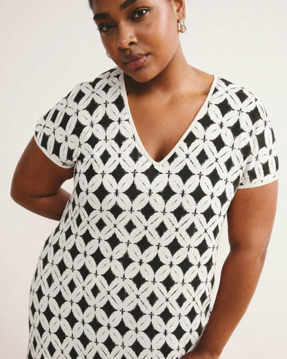 Universal Standard Iconic Geneva V-Neck Dress - Eclipse Print