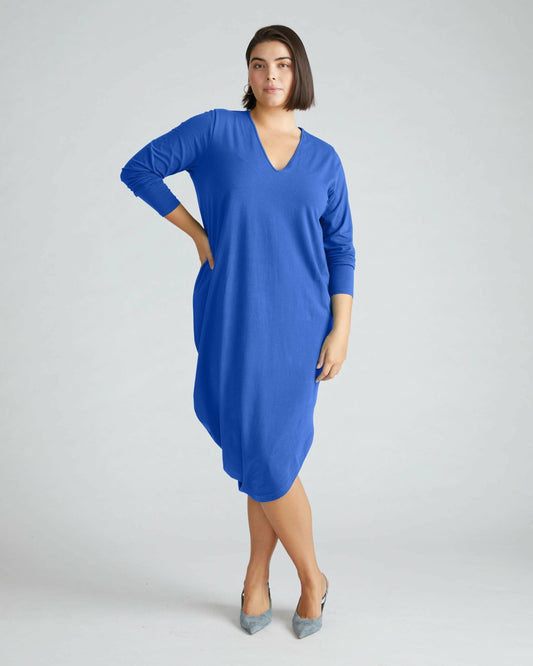 Universal Standard Iconic Long Sleeve V-Neck Geneva Dress - Lapis