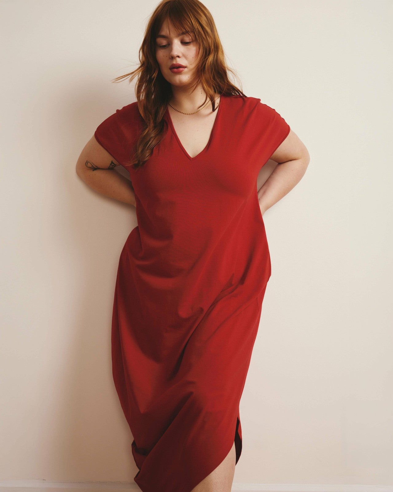 Universal Standard Iconic Geneva V-Neck Dress - Ruby Red