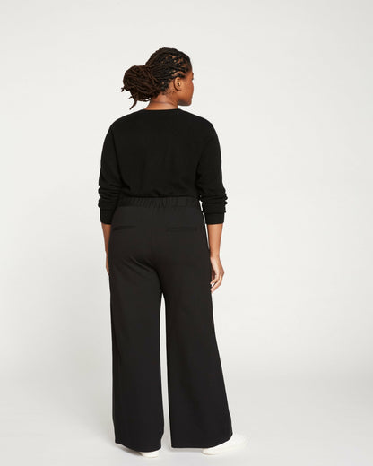 Universal Standard Stephanie Wide Leg Stripe Ponte Pants 30 Inch - Black with Black Strip