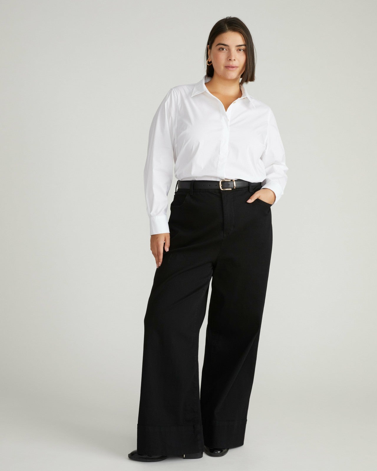 Universal Standard Elbe Stretch Poplin Shirt Classic Fit - White