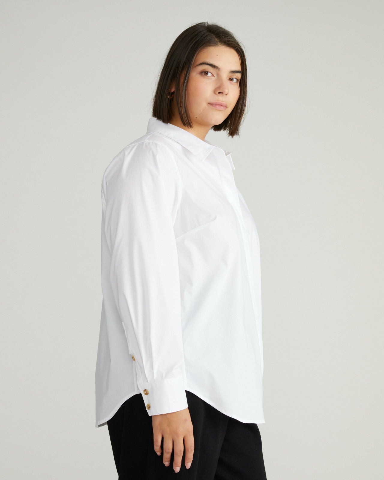 Universal Standard Elbe Stretch Poplin Shirt Classic Fit - White
