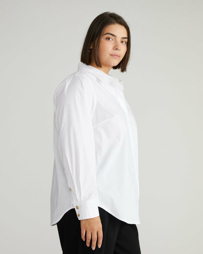 Universal Standard Elbe Stretch Poplin Shirt Classic Fit - White