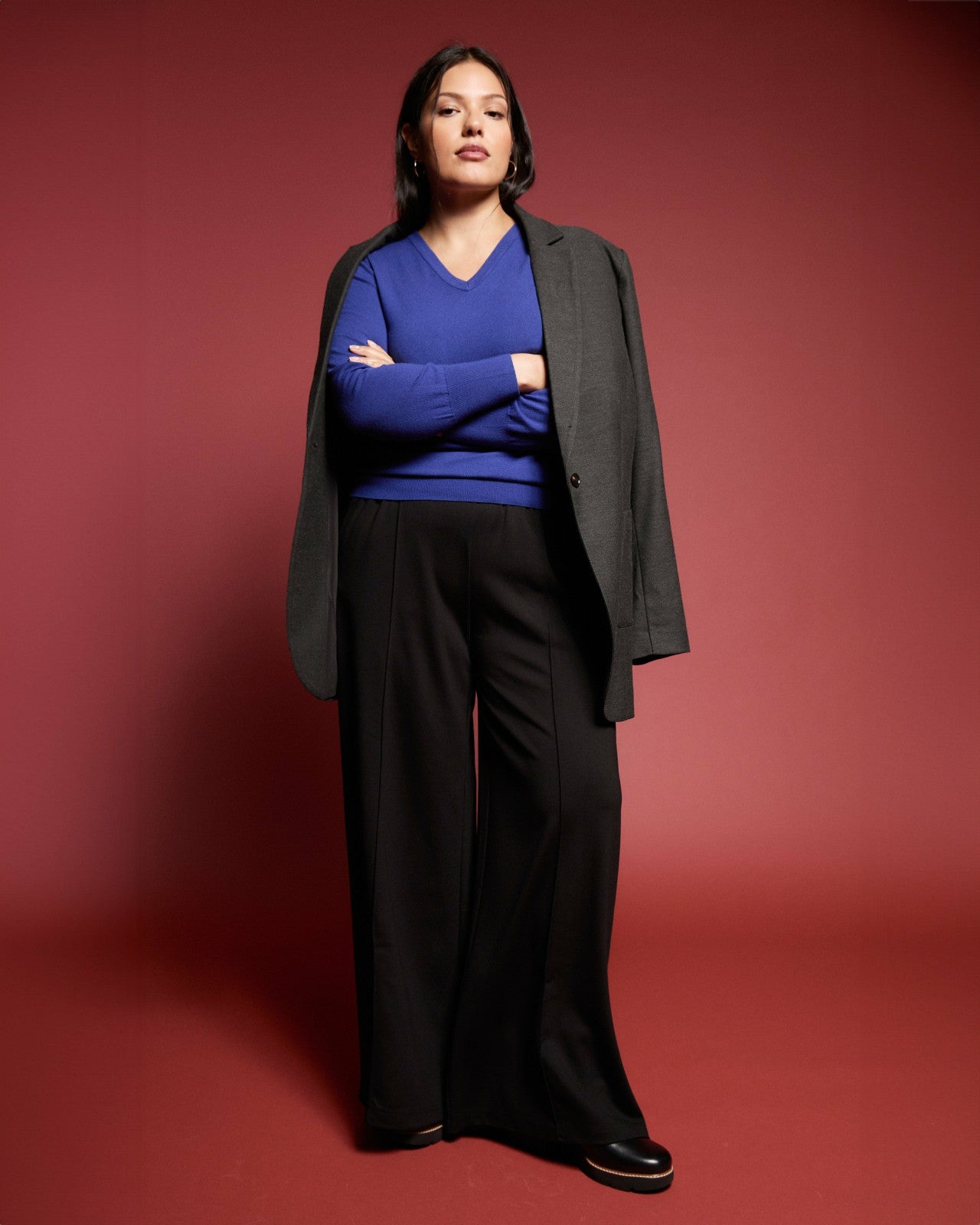 Universal Standard Pam Pintuck Wide Leg Ponte Pants - Black